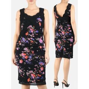 DOLCE & GABBANA Vintage 2004 Floral Lace Midi Dress Women's Size 6